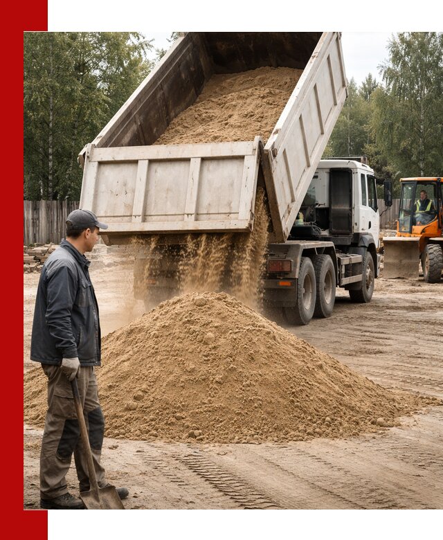 Доставка и продажа песка с разгрузкой в Тобольске