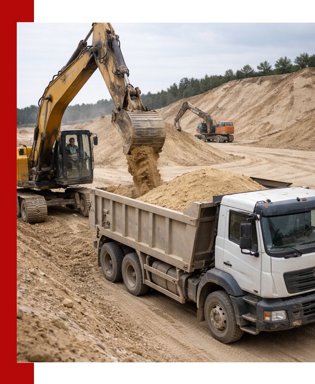 Доставка карьерного песка с самосвалами и разгрузкой в Тобольске