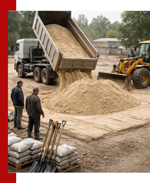 Доставка мытого песка в Тобольске с самосвалами по выгодной цене