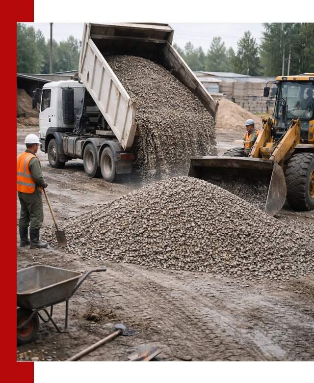 Мытый гравий с доставкой в Тобольске от карьера до участка