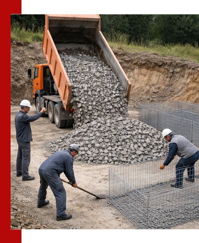 Камень для габионов с доставкой в Тобольске быстро и надёжно