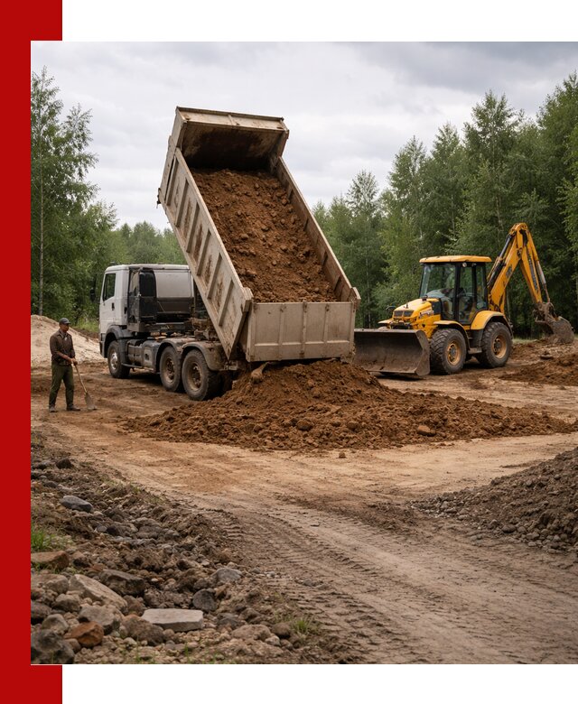 Доставка суглинка самосвалами в Тобольске подсыпка и планировка