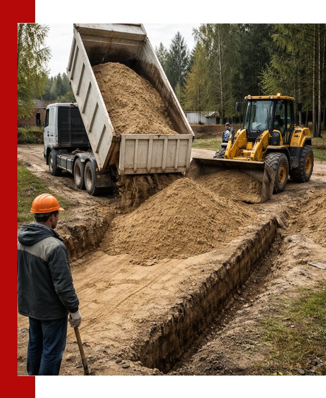 Доставка песчаного грунта в Тобольске для строительных работ