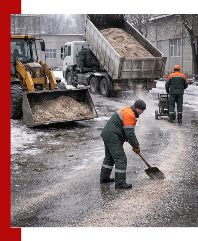 Реагент против гололеда с доставкой и нанесением в Тобольске