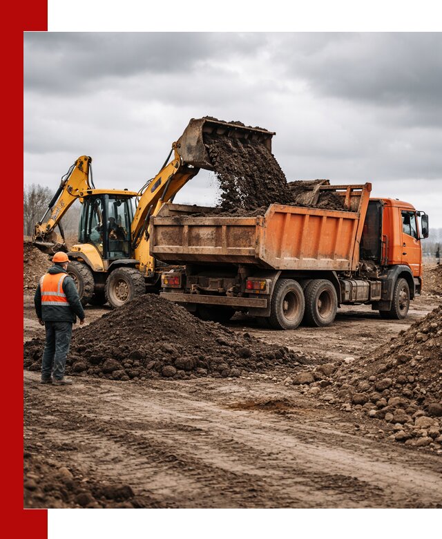 Вывоз грунта и строительного мусора в Тобольске грузовыми самосвалами