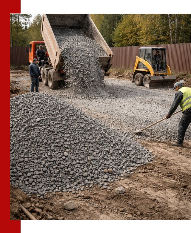 Отсыпка участка щебнем с доставкой и уплотнением в Тобольске